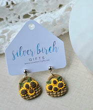 Load image into Gallery viewer, Basket of Sunflowers polymer clay earrings