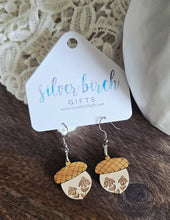 Load image into Gallery viewer, Floral, Engraved Autumn Acorn Drop Earring