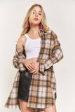 ADORA LA - CEJ2587A - BUTTON DOWN PLAID SHACKET: M / PINK