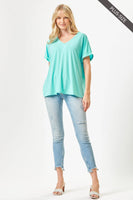 Dear Scarlett - PLUS SIZE Easy Basic Wrinkle Free Top With V Neckline: Neon Yellow / 3X