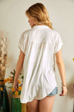 ADORA LA - AT17031X - PLUS SIZE BUTTON DOWN WOVEN SHIRT: 3XL / OFF WHITE