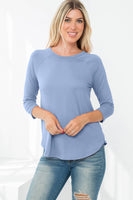 Perfect Peach - YMT20073V-3/4 SLEEVE ROUND HEM SOLID TOP: M / Banana