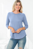 Perfect Peach - YMT20073V-3/4 SLEEVE ROUND HEM SOLID TOP: M / Mauve Dusty