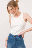 AND THE WHY - ATW15553 - Lemon Embroidered Tank Top: S / White