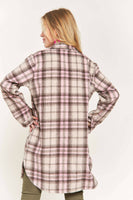 ADORA LA - CEJ2587AX - PLUS SIZE BUTTON DOWN PLAID SHACKET: 1XL / PINK