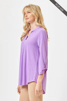 Dear Scarlett - PLUS SIZE Lizzy 3/4 Wrinkle Free Top: 2X / Neon Blue