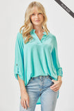 Dear Scarlett - PLUS SIZE Lizzy 3/4 Wrinkle Free Top: XL / Neon Blue