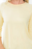 Perfect Peach - YMT20073V-3/4 SLEEVE ROUND HEM SOLID TOP: L / Banana