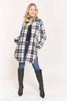 ADORA LA - CEJ2587AX - PLUS SIZE BUTTON DOWN PLAID SHACKET: 2XL / PINK