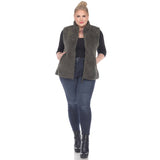 Plus Size Zip up sherpa vest: 2X / Camel