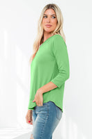 Perfect Peach - YMT20073V-3/4 SLEEVE ROUND HEM SOLID TOP: M / Banana