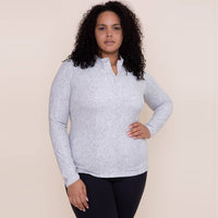 Mono B - CURVY Leopard Print Half-Zip Pullover: XL:1XL:2XL:3XL (2:2:1:1) / BLUSH