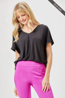 Dear Scarlett - PLUS SIZE Easy Basic Wrinkle Free Top With V Neckline: Neon Yellow / 2X