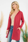 Perfect Peach - YMC30009XV-PLUS SIZE LONG SLEEVE OPEN FRONT FRENCH TERRY: (2X) / Marsala