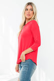 Perfect Peach - YMT20073V-3/4 SLEEVE ROUND HEM SOLID TOP: XL / Mauve Dusty