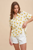 anniewear - SUNFLOWER PRINTED COTTON GAUZE BUTTON DOWN SHIRT_AT1809: S / Gold