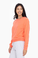 Mono B - Brushed Burnout Fleece Crew Neck: HOT CORAL / S:M:L (2:2:2)