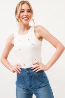 AND THE WHY - ATW15559 - Ice-cream Embroidered Tank Top: M / White