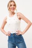 AND THE WHY - ATW15559 - Ice-cream Embroidered Tank Top: S / White