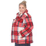 Plus Size Plaid Shacket: 2X / Coffee/White