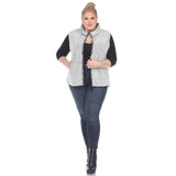 Plus Size Zip up sherpa vest: 2X / Sheep Grey