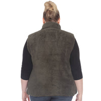 Plus Size Zip up sherpa vest: 1X / Black