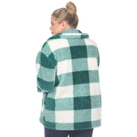 Plus Size Plaid Shacket: 2X / Coffee/White