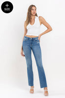 VERVET by FLYING MONKEY - PLUS SIZE MID RISE CLEAN CUT HEM BOOTCUT JEANS T6204-P: WELL-ROUNDED / 16