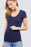 42POPS - ...Fitted Basic Scoop Neck Tee: L / Black-7436