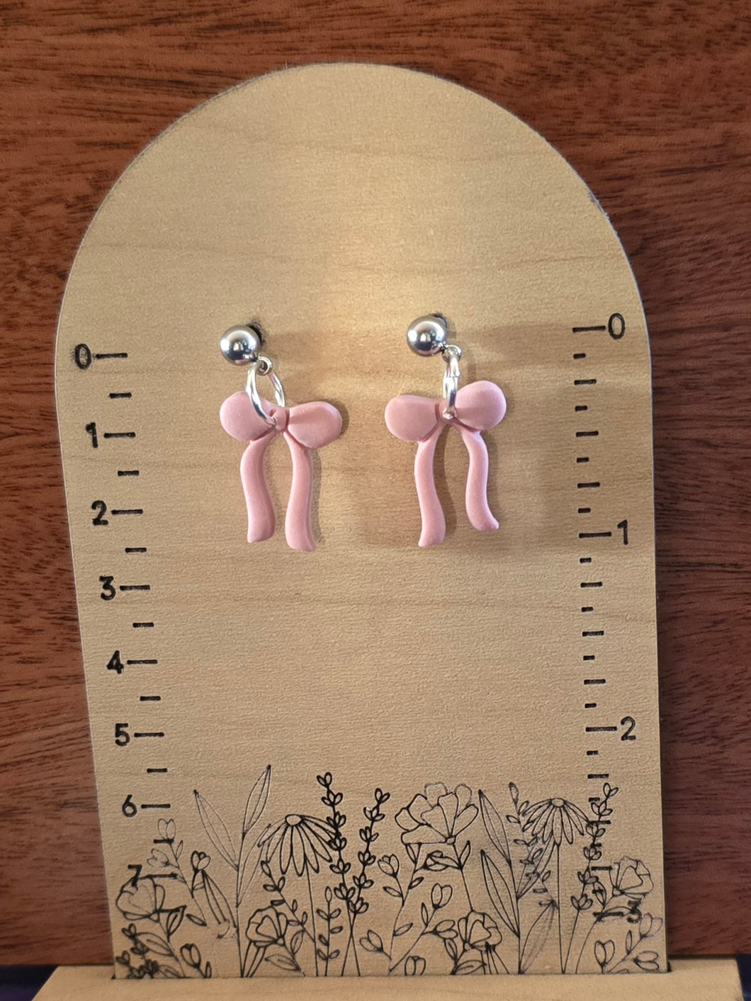 Pink Bow Clay Earrings