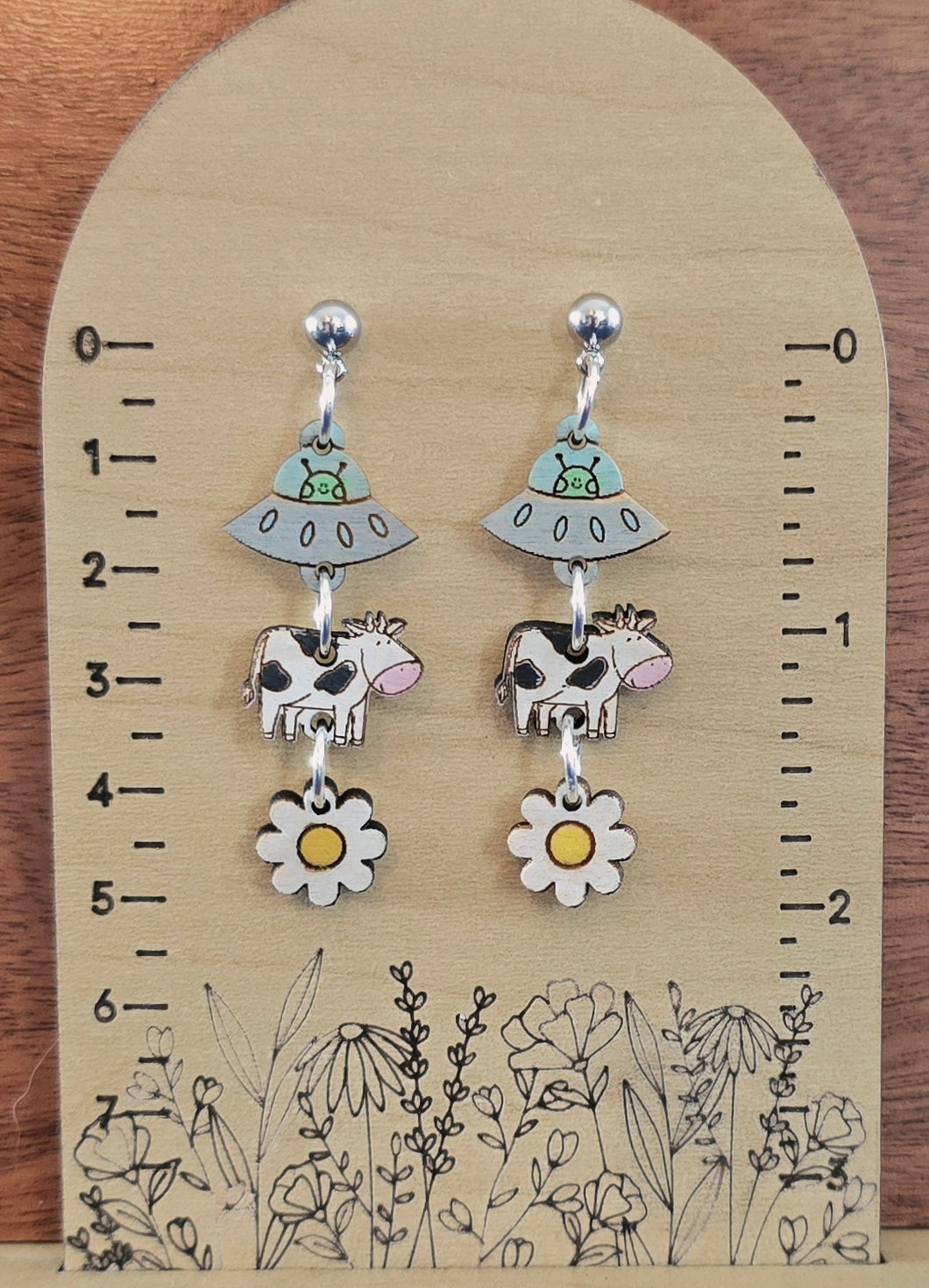 Cow & Alien Dangle Earrings