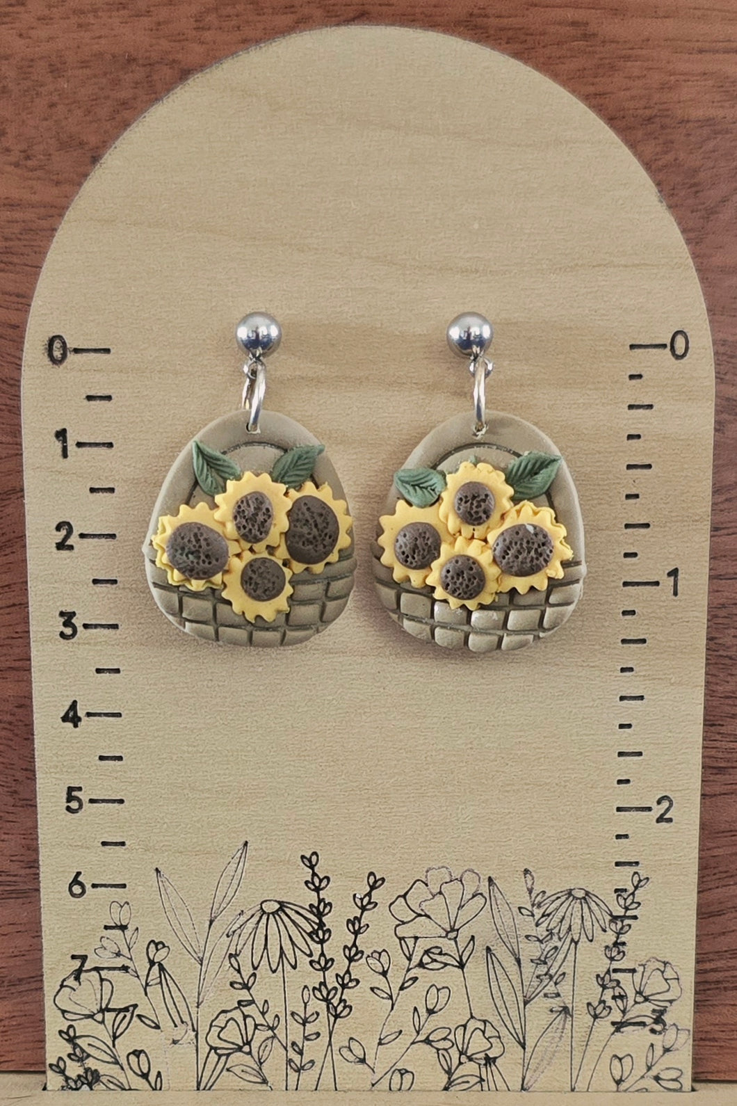 Basket of Sunflowers polymer clay earrings