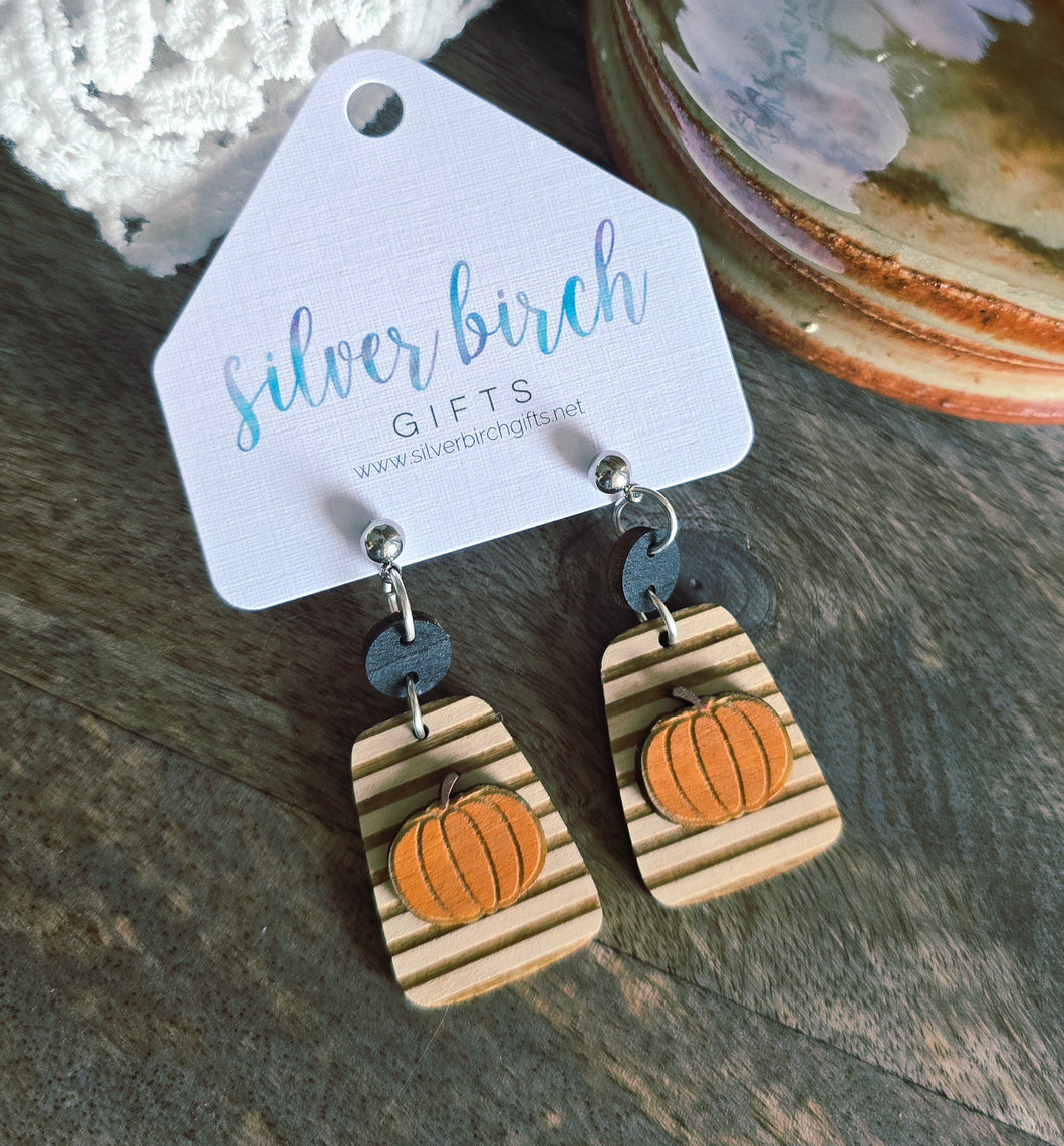 Striped Pumpkin Drop Earring