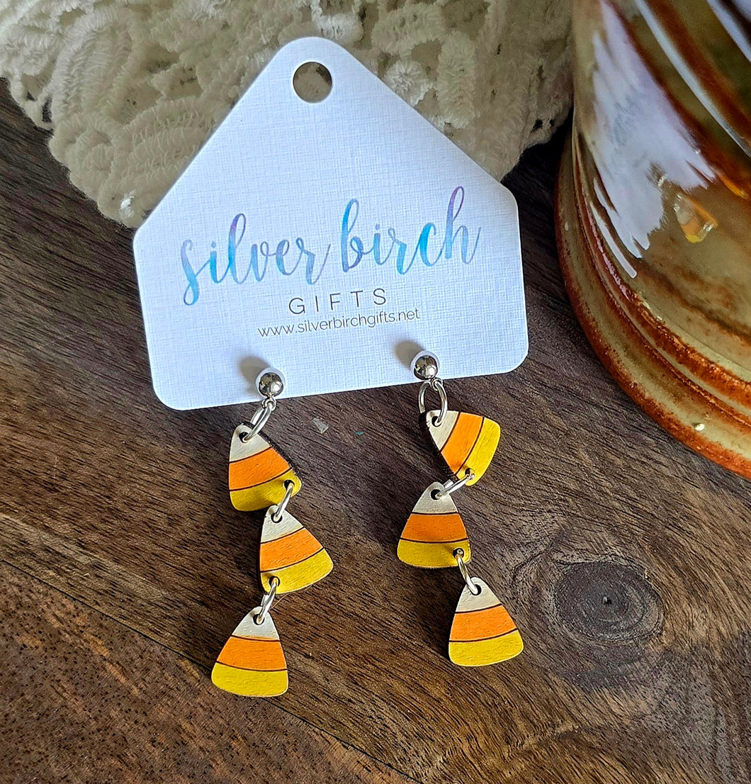 Autumn Candy Corn Trio Dangle Earrings