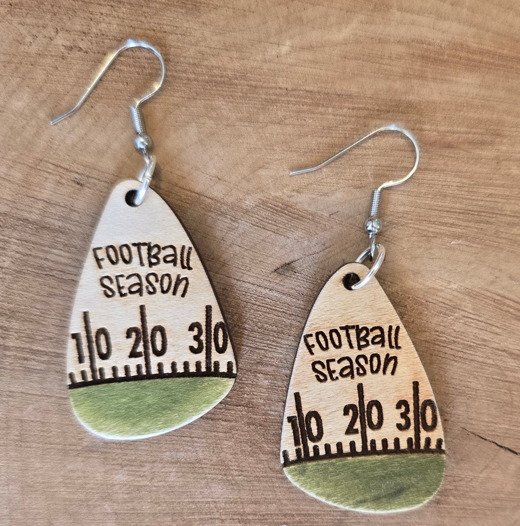 Football Season Wood Drop Earrings/ Hypoallergenic