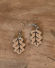 Load image into Gallery viewer, Oak Leaf Wood Earrings
