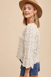 anniewear - SCALLOP EDGE CROCHET SWEATER TOP_ASW1719: LXL / NATURAL