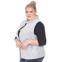 Plus Size Zip up sherpa vest: 3X / Sheep Grey