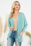 Perfect Peach - YMC30006V-SOLID DOLMAN SLEEVE OPEN CARDIGAN WITH SIDE POCKET: XL / Aloe