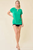 Doe and Rae - CUT-OUT NECKLINE KNIT TOP - 42930T: M / GREEN