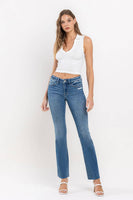 VERVET by FLYING MONKEY - MID RISE CLEAN CUT RAW HEM ANKLE BOOTCUT JEANS T6204: WELL-ROUNDED / 29