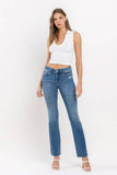 VERVET by FLYING MONKEY - MID RISE CLEAN CUT RAW HEM ANKLE BOOTCUT JEANS T6204: WELL-ROUNDED / 30