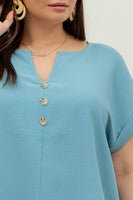 Blu Pepper - PLUS  BUTTON FRONT SHORT SLEEVE WOVEN TOP: ORANGE