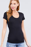 42POPS - ...Fitted Basic Scoop Neck Tee: L / Black-7436