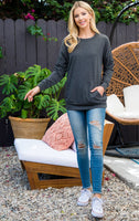 Perfect Peach - YMT20011XV-PLUS SIZE LONG SLEEVE FRENCH TERRY TOP: 3X / Heather Grey Light