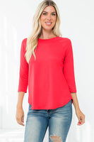 Perfect Peach - YMT20073V-3/4 SLEEVE ROUND HEM SOLID TOP: M / Banana