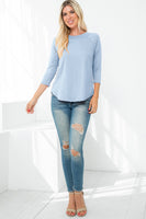 Perfect Peach - YMT20073V-3/4 SLEEVE ROUND HEM SOLID TOP: XL / Banana