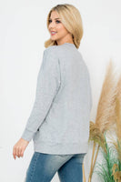 Perfect Peach - YMT20011V-LONG SLEEVE FRENCH TERRY TOP WITH KANGAROO POCKET: L / Marsala