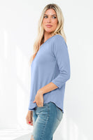 Perfect Peach - YMT20073V-3/4 SLEEVE ROUND HEM SOLID TOP: L / Green Light