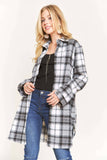 ADORA LA - CEJ2587AX - PLUS SIZE BUTTON DOWN PLAID SHACKET: 3XL / PINK